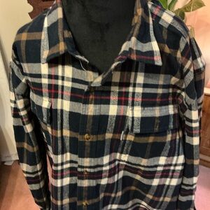 Carhartt Navy and Tan Plaid Shirt
